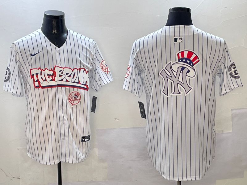 Men New York Yankees Blank White Stripe four generations Joint Name 2025 Nike MLB Jersey style 12->new york yankees->MLB Jersey